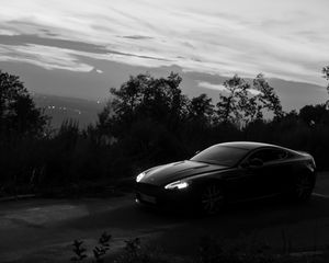 Preview wallpaper aston martin a8, aston martin, bw, machine, black, dark