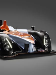 Preview wallpaper aston martin, amr-one, lmp1, 2011, black, orange, front view, racing car