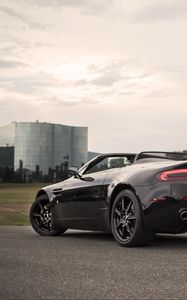 Preview wallpaper aston martin, car, black, road, asphalt