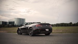 Preview wallpaper aston martin, car, black, road, asphalt