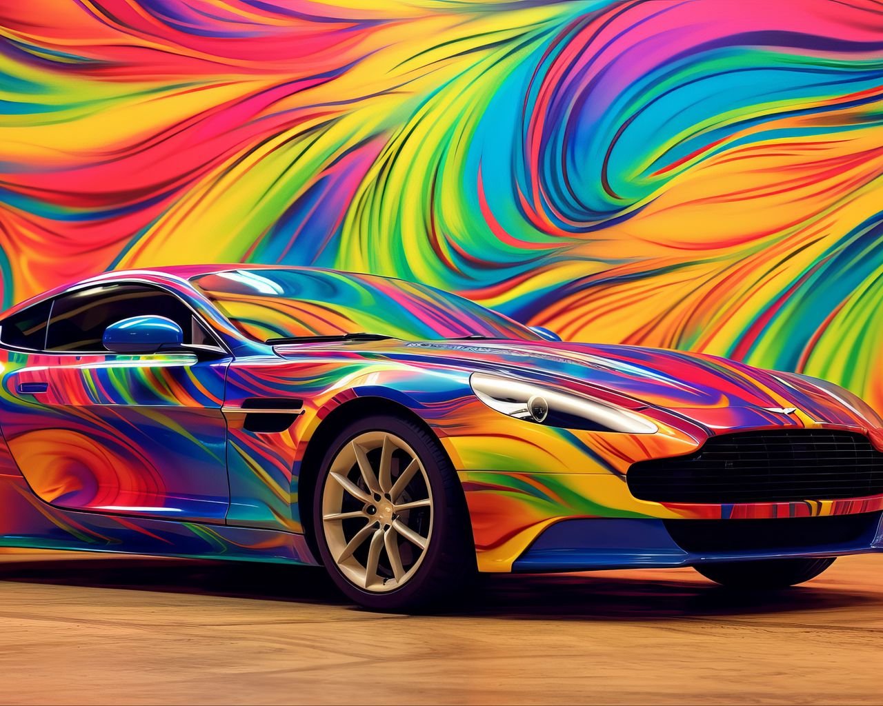1280x1024 Wallpaper aston martin, car, race, color