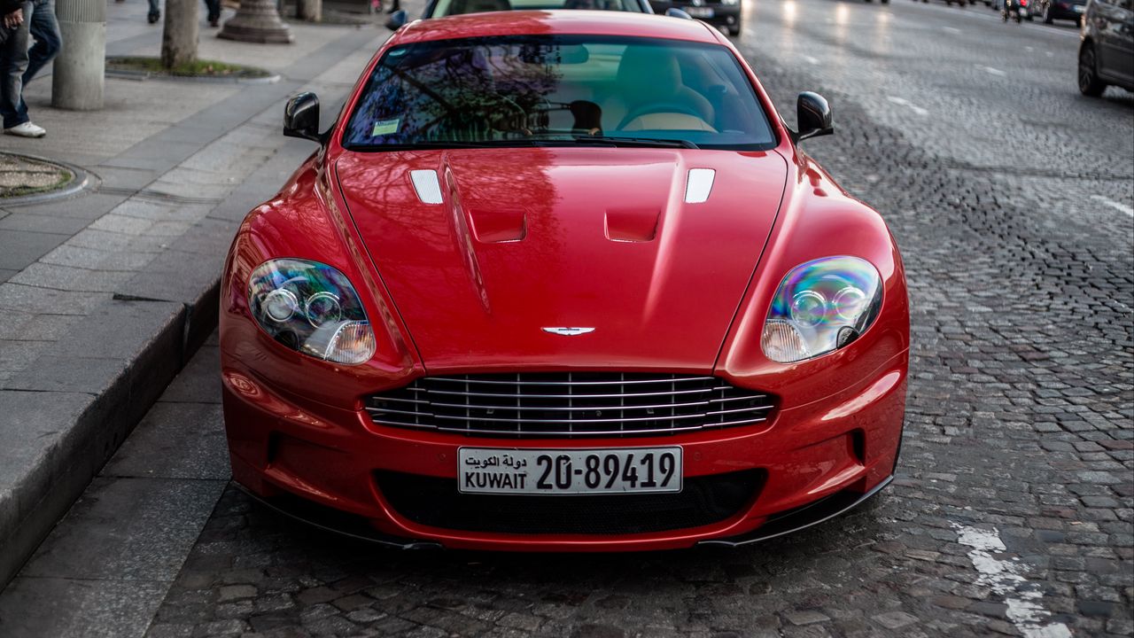 Wallpaper aston martin, car, red, front view