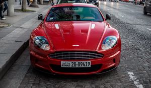 Preview wallpaper aston martin, car, red, front view