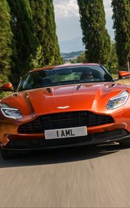 Preview wallpaper aston martin, db11, front view, red