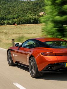 Preview wallpaper aston martin, db11, red, side view