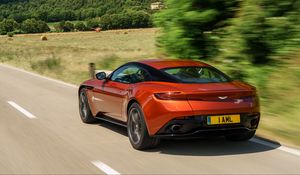 Preview wallpaper aston martin, db11, red, side view