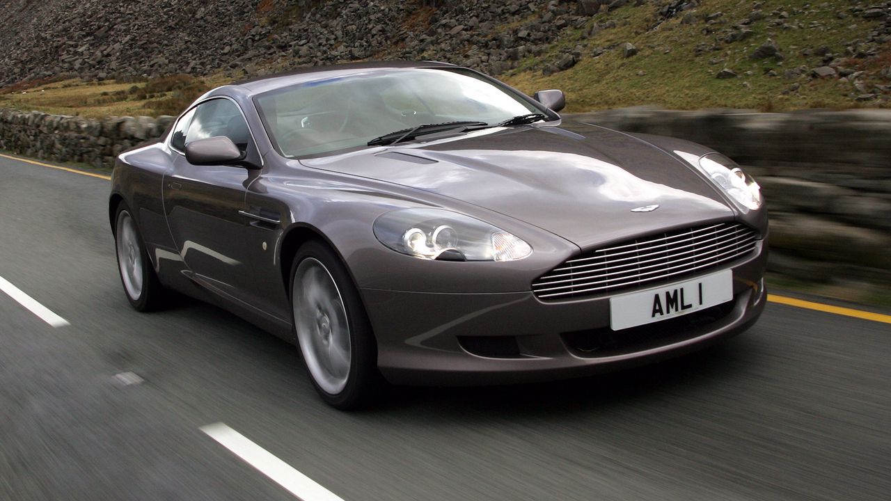 Wallpaper aston martin, db9, 2004, gray, front view, style, cars, speed, nature, asphalt