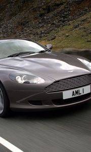 Preview wallpaper aston martin, db9, 2004, gray, front view, style, cars, speed, nature, asphalt