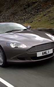 Preview wallpaper aston martin, db9, 2004, gray, front view, style, cars, speed, nature, asphalt