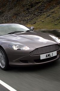 Preview wallpaper aston martin, db9, 2004, gray, front view, style, cars, speed, nature, asphalt