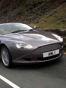 Preview wallpaper aston martin, db9, 2004, gray, front view, style, cars, speed, nature, asphalt