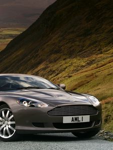 Preview wallpaper aston martin, db9, 2004, metallic gray, side view, style, cars, nature