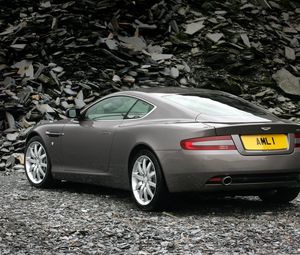 Preview wallpaper aston martin, db9, 2004, gray, rear view, style, cars