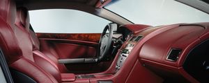 Preview wallpaper aston martin, db9, 2004, red, salon, interior, steering wheel