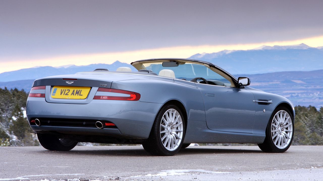 Wallpaper aston martin, db9, 2004, blue, side view, style, cars, nature, mountains