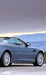 Preview wallpaper aston martin, db9, 2004, blue, side view, style, cars, nature, mountains