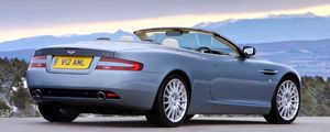 Preview wallpaper aston martin, db9, 2004, blue, side view, style, cars, nature, mountains