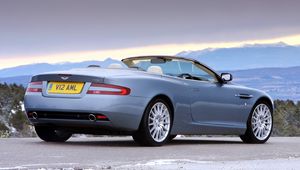 Preview wallpaper aston martin, db9, 2004, blue, side view, style, cars, nature, mountains