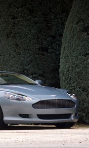 Preview wallpaper aston martin, db9, 2004, blue, side view, style, cars, shrubs