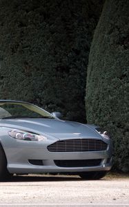 Preview wallpaper aston martin, db9, 2004, blue, side view, style, cars, shrubs