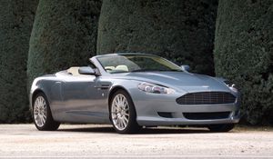 Preview wallpaper aston martin, db9, 2004, blue, side view, style, cars, shrubs