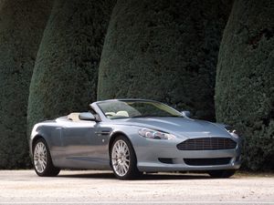 Preview wallpaper aston martin, db9, 2004, blue, side view, style, cars, shrubs