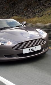 Preview wallpaper aston martin, db9, 2004, gray, front view, style, sports, cars, speed, asphalt