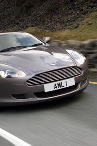 Preview wallpaper aston martin, db9, 2004, gray, front view, style, sports, cars, speed, asphalt