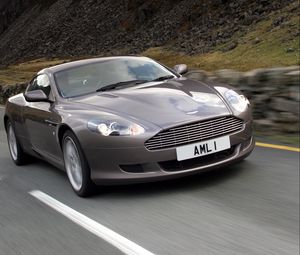 Preview wallpaper aston martin, db9, 2004, gray, front view, style, sports, cars, speed, asphalt