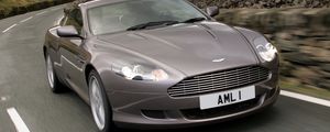Preview wallpaper aston martin, db9, 2004, gray, front view, style, cars, speed, mountains, asphalt