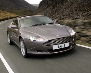 Preview wallpaper aston martin, db9, 2004, gray, front view, style, cars, speed, mountains, asphalt