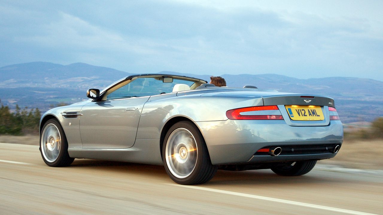 Wallpaper aston martin, db9, 2004, gray, side view, style, cars, speed, mountains