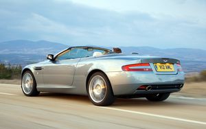 Preview wallpaper aston martin, db9, 2004, gray, side view, style, cars, speed, mountains