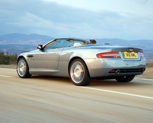 Preview wallpaper aston martin, db9, 2004, gray, side view, style, cars, speed, mountains