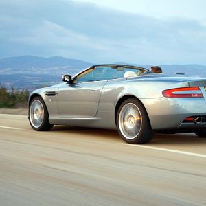 Preview wallpaper aston martin, db9, 2004, gray, side view, style, cars, speed, mountains