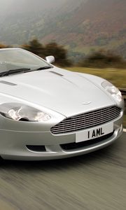 Preview wallpaper aston martin, db9, 2004, silver metallic, front view, style, speed, nature