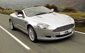 Preview wallpaper aston martin, db9, 2004, silver metallic, front view, style, speed, nature