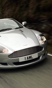 Preview wallpaper aston martin, db9, 2004, silver metallic, front view, cars, speed