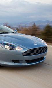 Preview wallpaper aston martin, db9, 2004, blue, front view, style, cars, nature