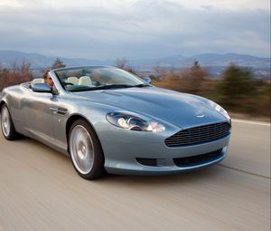 Preview wallpaper aston martin, db9, 2004, blue, front view, style, cars, nature