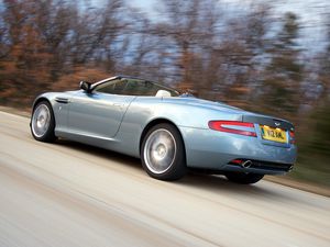 Preview wallpaper aston martin, db9, 2004, blue, side view, style, speed, asphalt