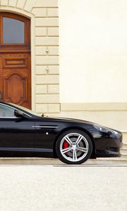 Preview wallpaper aston martin, db9, 2006, black, side view, sports, style, cars, building