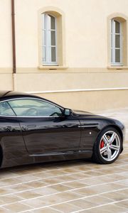 Preview wallpaper aston martin, db9, 2006, black, side view, style, cars, sports, building