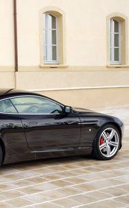 Preview wallpaper aston martin, db9, 2006, black, side view, style, cars, sports, building