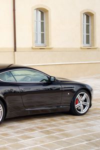 Preview wallpaper aston martin, db9, 2006, black, side view, style, cars, sports, building