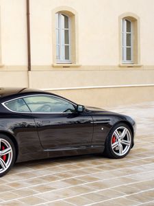 Preview wallpaper aston martin, db9, 2006, black, side view, style, cars, sports, building