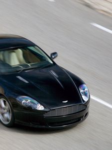 Preview wallpaper aston martin, db9, 2006, black, top view, style, cars, sports, speed, asphalt