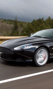 Preview wallpaper aston martin, db9, 2006, black, side view, style, sports, cars, speed, trees, asphalt