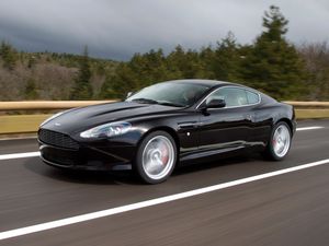 Preview wallpaper aston martin, db9, 2006, black, side view, style, sports, cars, speed, trees, asphalt