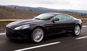 Preview wallpaper aston martin, db9, 2006, black, side view, sports, cars, mountains, nature